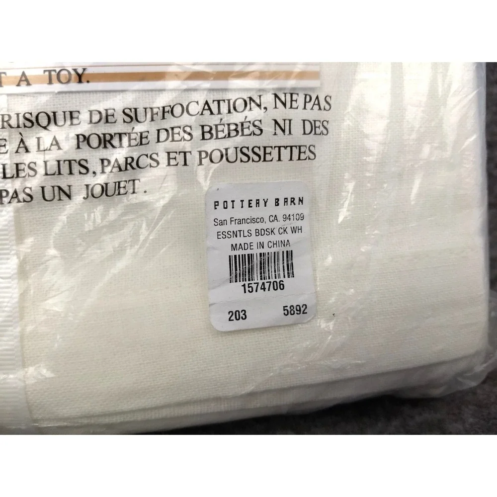 Pottery Barn Essentials Bed Skirt Cal King White Cotton Linen Blend 14